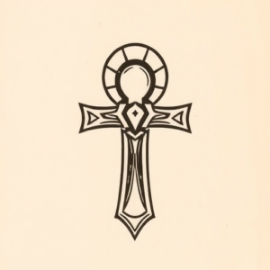 Woodcut Ankh Tattoo
