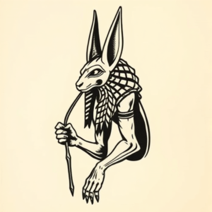 Woodcut Anubis Tattoo