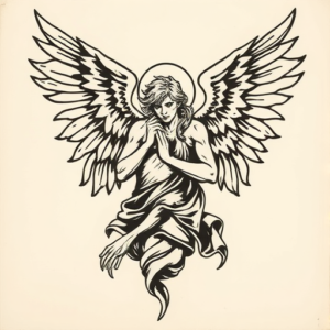 Woodcut Archangel Tattoo