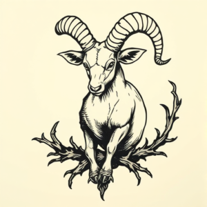Woodcut Aries Tattoo