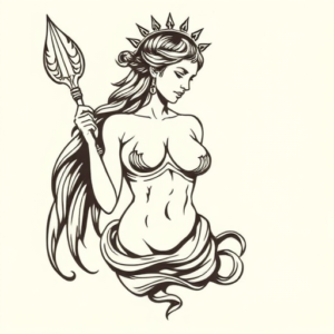 Woodcut Artemis Tattoo