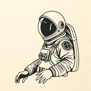 Woodcut Astronaut Tattoo