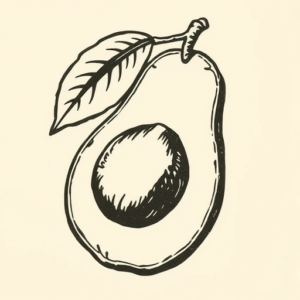 Woodcut Avocado Tattoo