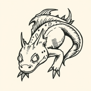 Woodcut Axolotl Tattoo