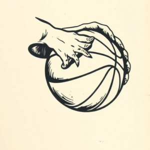 Woodcut Basketball Tattoo