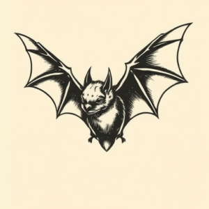 Woodcut Bat Tattoo