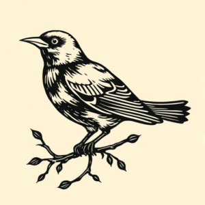 Woodcut Bird Tattoo