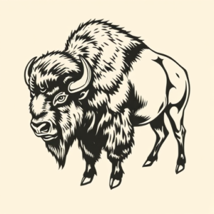 Woodcut Bison Tattoo