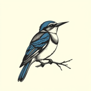 Woodcut Bluebird Tattoo