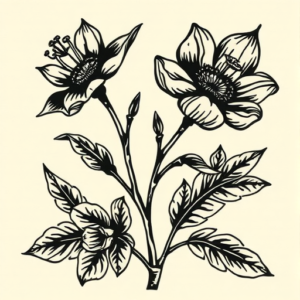 Woodcut Botanical Tattoo