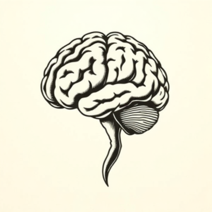 Woodcut Brain Tattoo