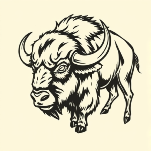 Woodcut Buffalo Tattoo