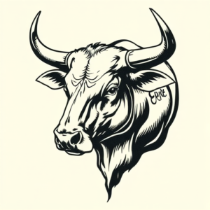 Woodcut Bull Tattoo