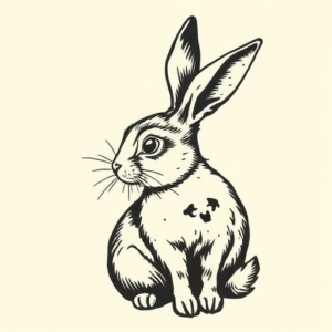 Woodcut Bunny Tattoo