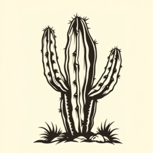Woodcut Cactus Tattoo