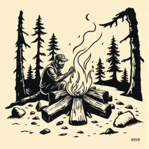 Woodcut Campfire Tattoo