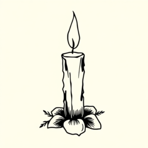 Woodcut Candle Tattoo