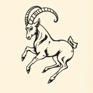 Woodcut Capricorn Tattoo