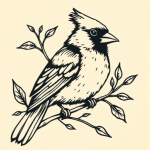 Woodcut Cardinal Tattoo