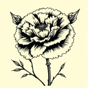 Woodcut Carnation Tattoo