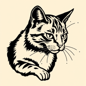 Woodcut Cat Tattoo
