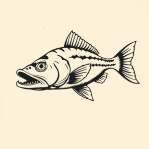 Woodcut Catfish Tattoo