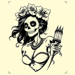 Woodcut Catrina Tattoo