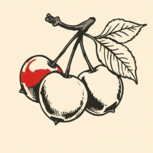 Woodcut Cherry Tattoo