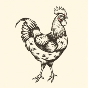 Woodcut Chicken Tattoo