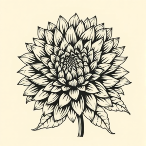 Woodcut Chrysanthemum Tattoo