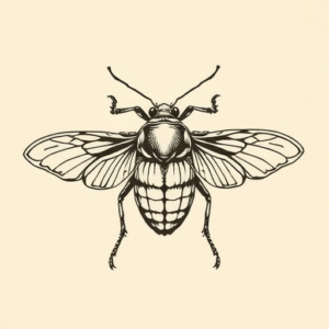 Woodcut Cicada Tattoo
