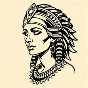 Woodcut Cleopatra Tattoo