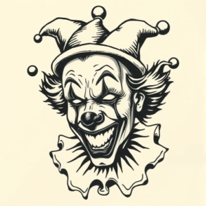 Woodcut Clown Tattoo