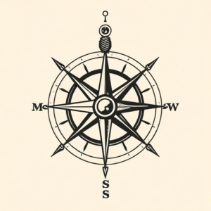 Woodcut Compass Tattoo