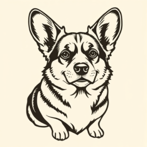 Woodcut Corgi Tattoo