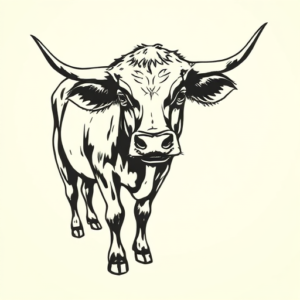 Woodcut Cow Tattoo