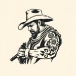 Woodcut Cowboy Tattoo
