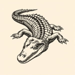 Woodcut Crocodile Tattoo