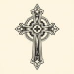 Woodcut Cross Tattoo