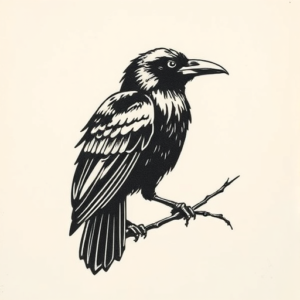 Woodcut Crow Tattoo