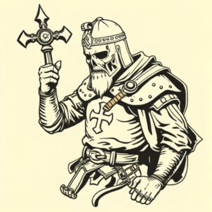 Woodcut Crusader Tattoo