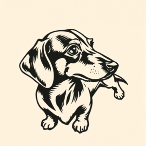 Woodcut Dachshund Tattoo