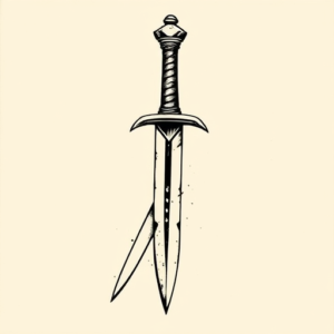 Woodcut Dagger Tattoo