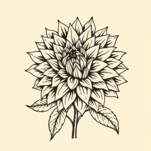 Woodcut Dahlia Tattoo