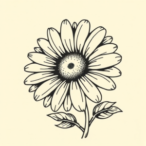 Woodcut Daisy Tattoo