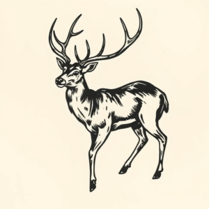Woodcut Deer Tattoo