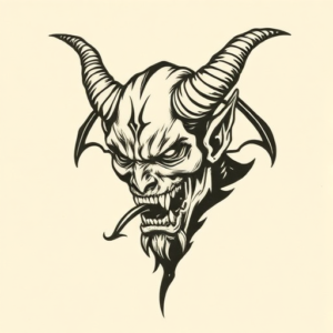 Woodcut Demon Tattoo