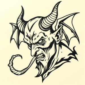 Woodcut Devil Tattoo