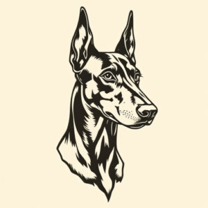 Woodcut Doberman Tattoo