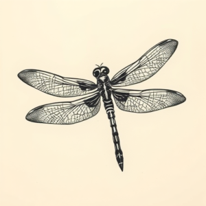 Woodcut Dragonfly Tattoo